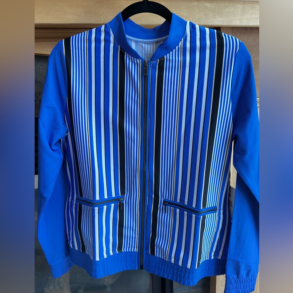 NWT Tail Blue and White Striped Athletiv Golf Tennis Jacket Medium